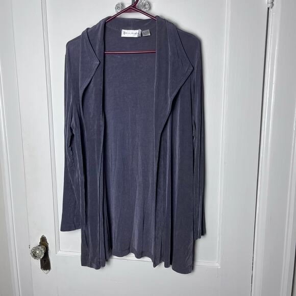 Vintage Bill Blass Stretch Knit Draped Front Gray Cardigan Jacket Size 2 / MED - Picture 1 of 8